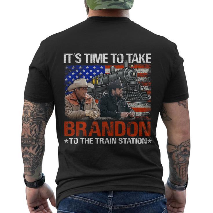 Its Time To Take Brandon To The Train Station America Flag Tshirt Men's Crewneck Short Sleeve Back Print T-shirt