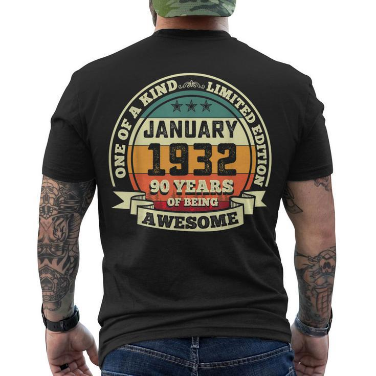 January 1932 90Th Birthday 90 Years Of Being Awesome Men's T-shirt Back Print