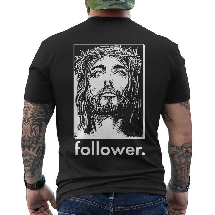 Jesus Christ Portrait Follower Men's Crewneck Short Sleeve Back Print T-shirt