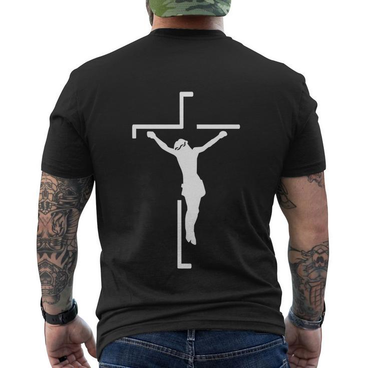 Jesus On Cross Funny Christian Men's Crewneck Short Sleeve Back Print T-shirt