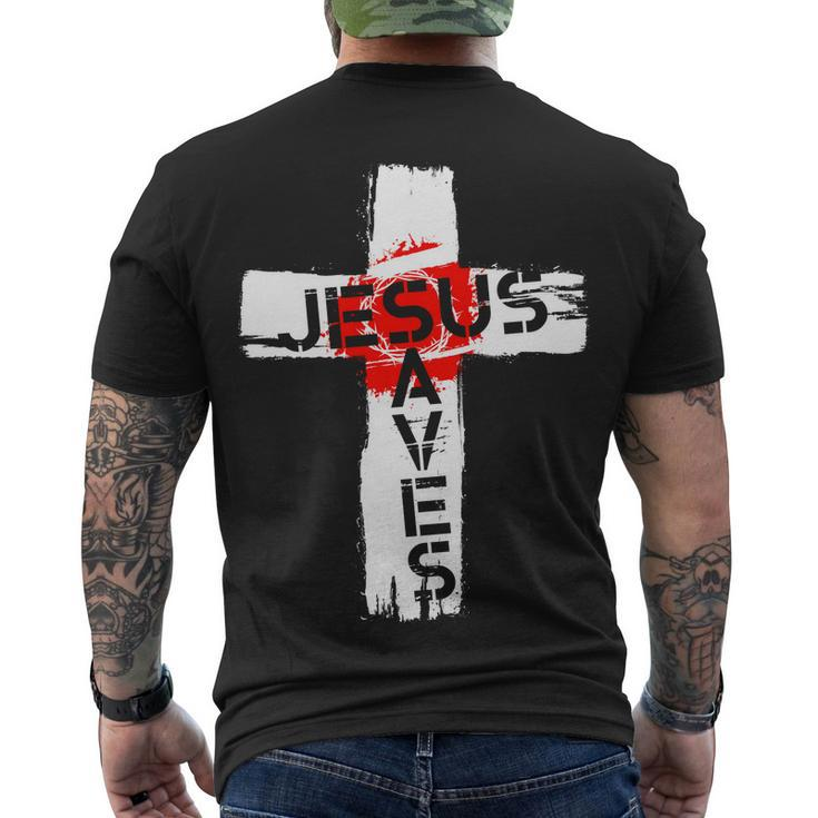 Jesus Saves V2 Men's Crewneck Short Sleeve Back Print T-shirt