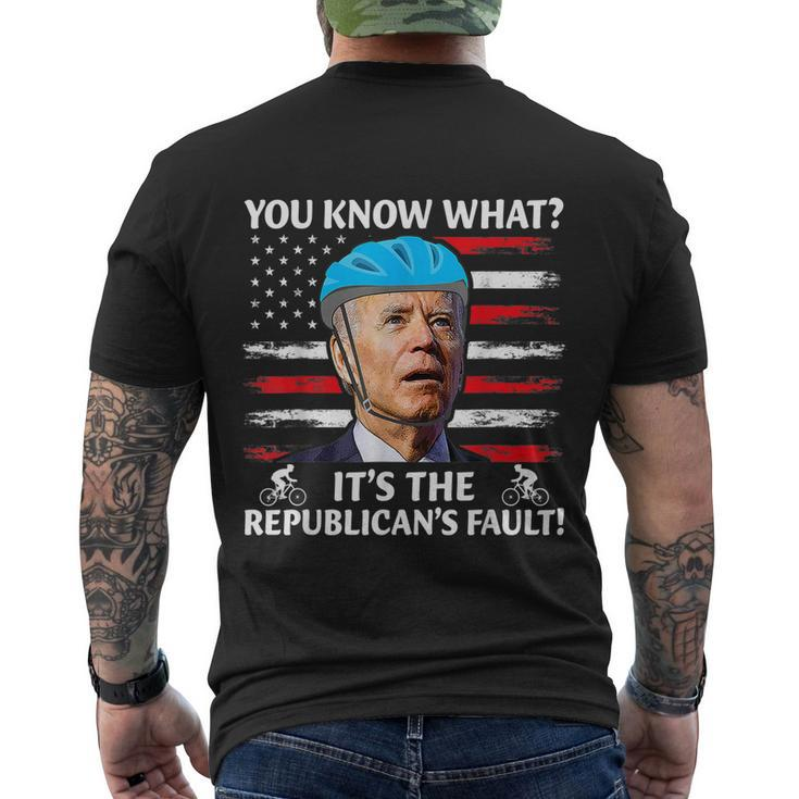 Joe Biden Falling Its The Republicans Fault Men's Crewneck Short Sleeve Back Print T-shirt