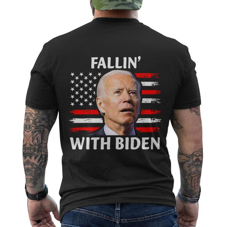 Joe Biden Falling Off Bike Fallin With Biden Men's Crewneck Short Sleeve Back Print T-shirt