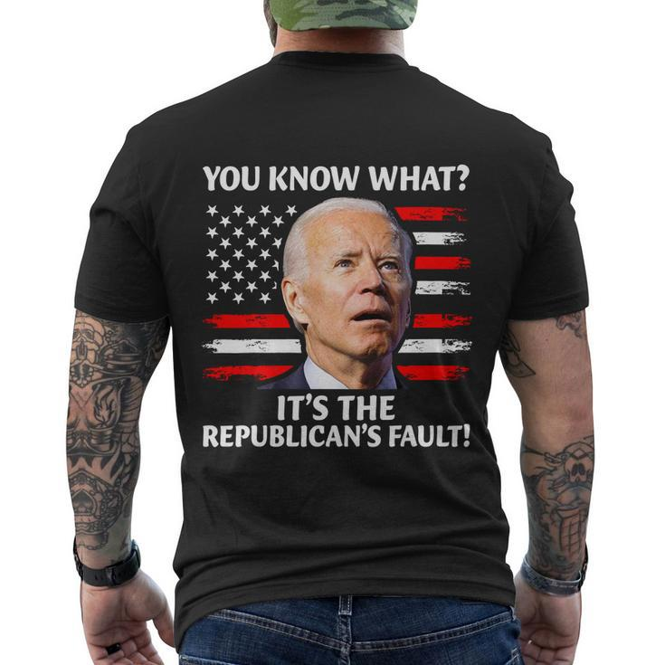 Joe Biden Falling Off Bike Its The Republicans Fault Men's Crewneck Short Sleeve Back Print T-shirt