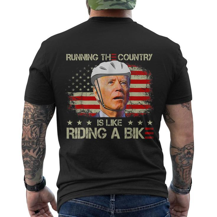 Joe Biden Falling Off Bike Running The Country Is Like Riding A Bike V2 Men's Crewneck Short Sleeve Back Print T-shirt