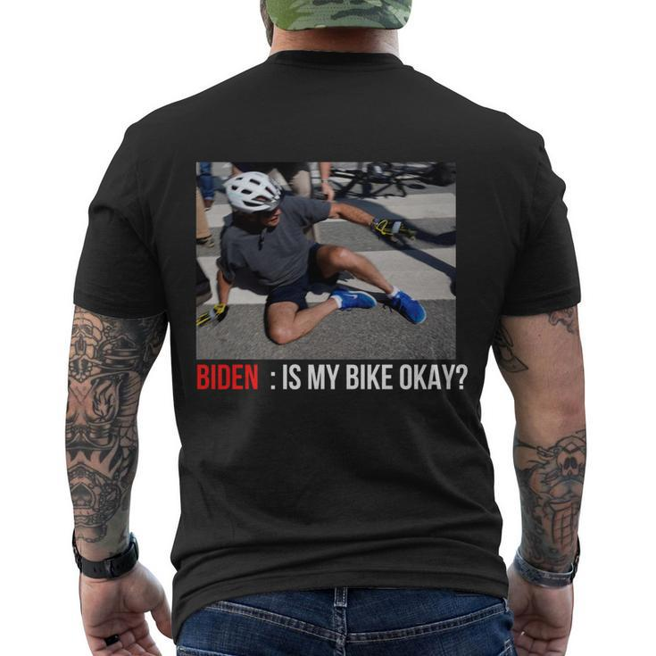 Joe Biden Falls Off His Bike Funny Biden Bike Men's Crewneck Short Sleeve Back Print T-shirt