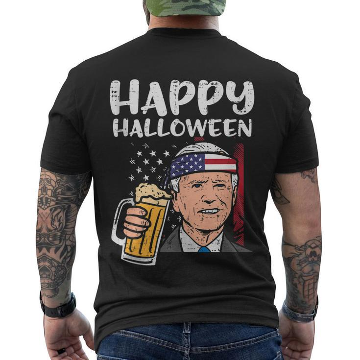 Joe Biden Us Flag Happy Halloween Funny Patriotic Men Women Men's Crewneck Short Sleeve Back Print T-shirt