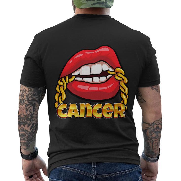 Juicy Lips Gold Chain Cancer Zodiac Sign Men's Crewneck Short Sleeve Back Print T-shirt