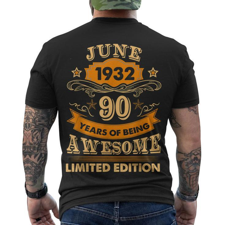June 90 Year Old Vintage 1932 90Th Birthday Men's T-shirt Back Print