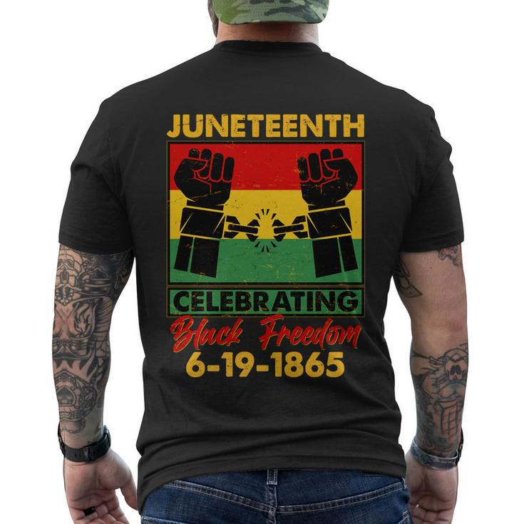 Juneteenth Celebrating Black Freedom 6-19-1865 Breaking The Chains Men's Crewneck Short Sleeve Back Print T-shirt