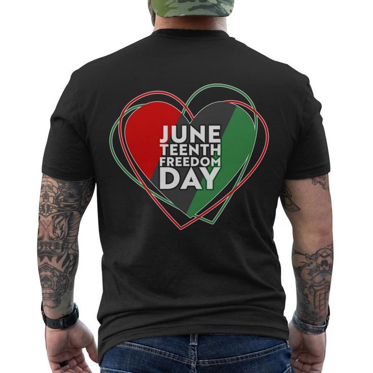 Juneteenth Freedom Day Heart Traditional Colors Men's Crewneck Short Sleeve Back Print T-shirt