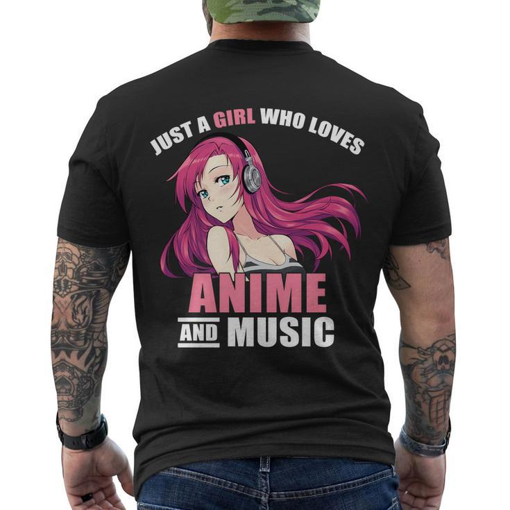 Just A Girl Who Like Anime And Music Funny Anime Men's Crewneck Short Sleeve Back Print T-shirt