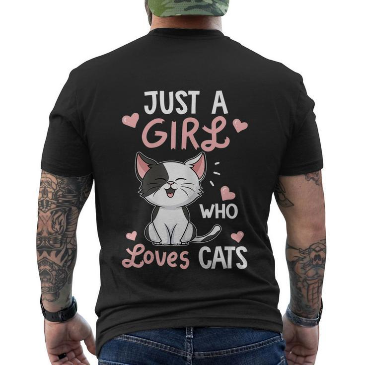 Just A Girl Who Loves Cats Tshirt Cute Cat Lover Men's Crewneck Short Sleeve Back Print T-shirt