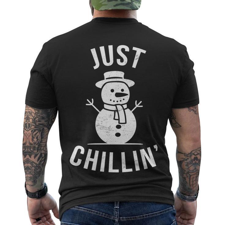 Just Chillin Snowman Men's Crewneck Short Sleeve Back Print T-shirt