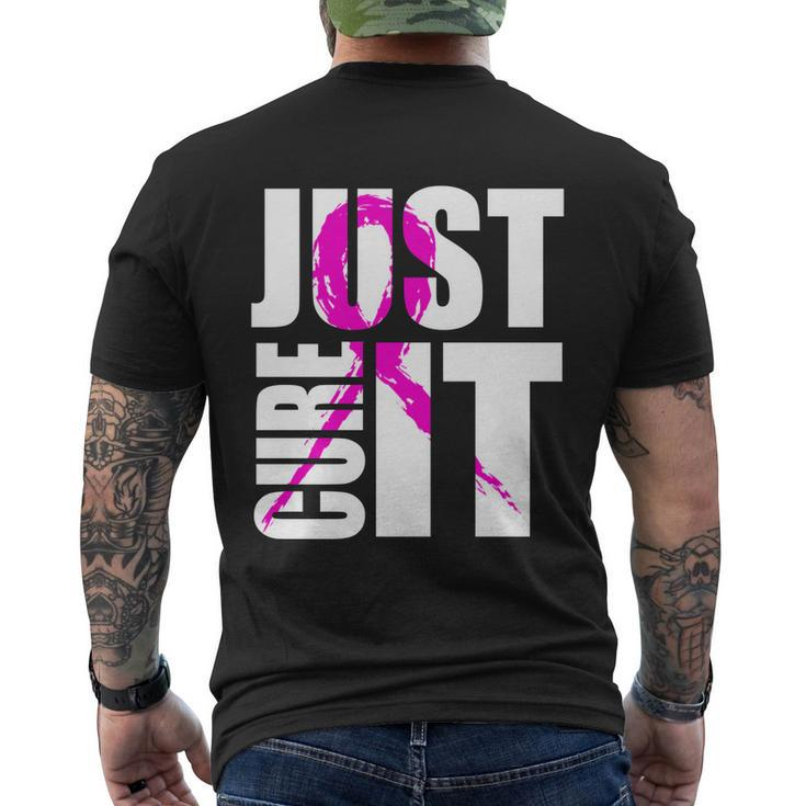 Just Cure It Breast Cancer Awareness Pink Ribbon Men's Crewneck Short Sleeve Back Print T-shirt