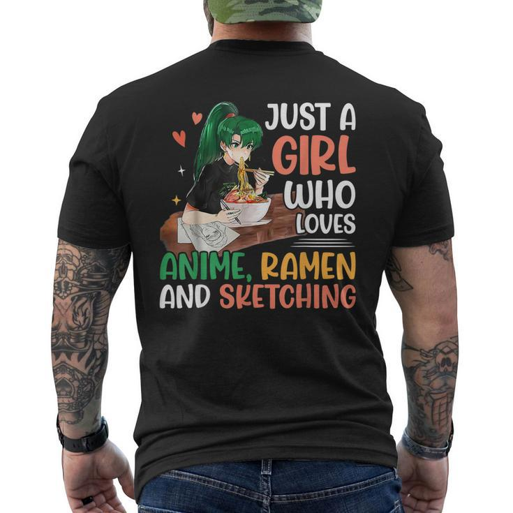 Just A Girl Who Loves Anime Ramen And Sketching Anime Lovers Men's T-shirt Back Print