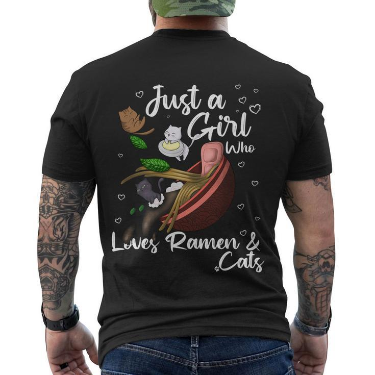 Just A Girl Who Loves Ramen And Cats Men's T-shirt Back Print