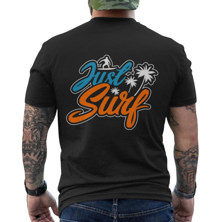 Just Surf Plam Tree Summer Time Men's Crewneck Short Sleeve Back Print T-shirt