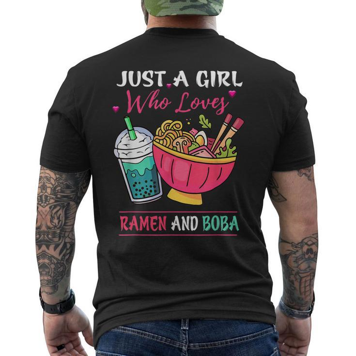 Kawaii Just A Girl Who Loves Ramen And Boba Tea Bubble Milk Men's T-shirt Back Print