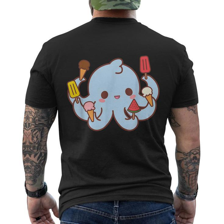 Kawaii Octopus Tako Ice Cream Lover Popsicle Watermelon Cute Men's T-shirt Back Print