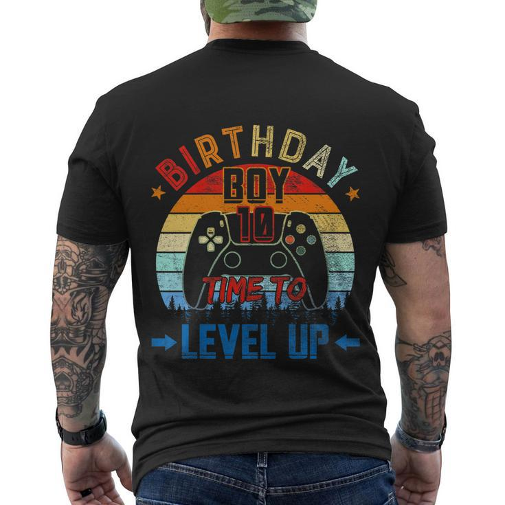 Kids 10Th Birthday Boy Time To Level Up 10 Years Old Boys Gift Men's Crewneck Short Sleeve Back Print T-shirt