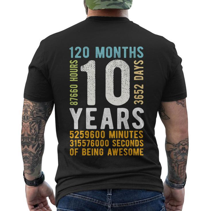Kids 10Th Birthday Gift 10 Years Old Vintage Retro 120 Months Men's Crewneck Short Sleeve Back Print T-shirt