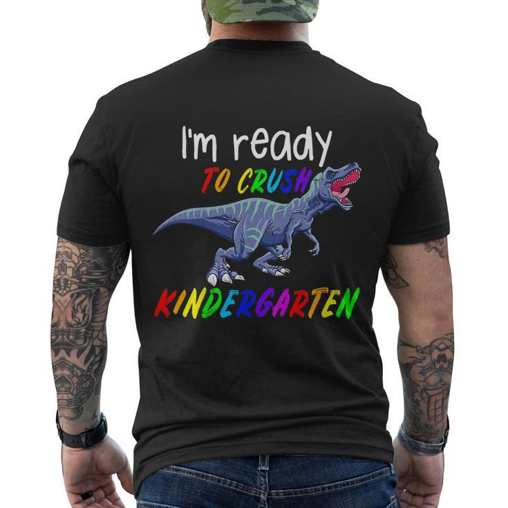 Kids 1St Day Of Kindergarten Trex Dinosaur Gift Kids Men's Crewneck Short Sleeve Back Print T-shirt