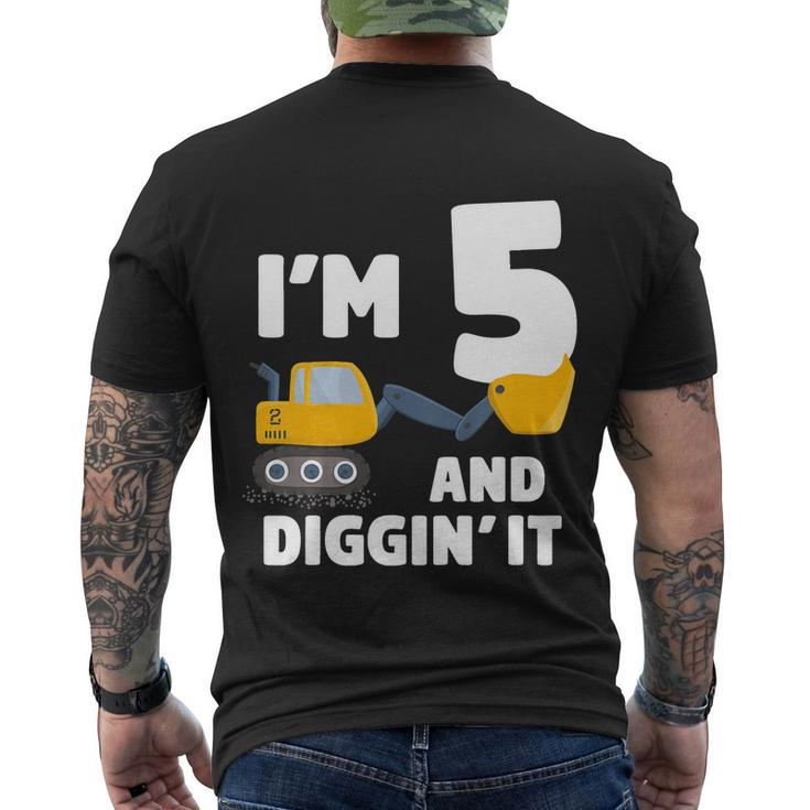 Kids Construction Truck 5Th Birthday Boy 5 Year Old Meaningful Gift Men's Crewneck Short Sleeve Back Print T-shirt