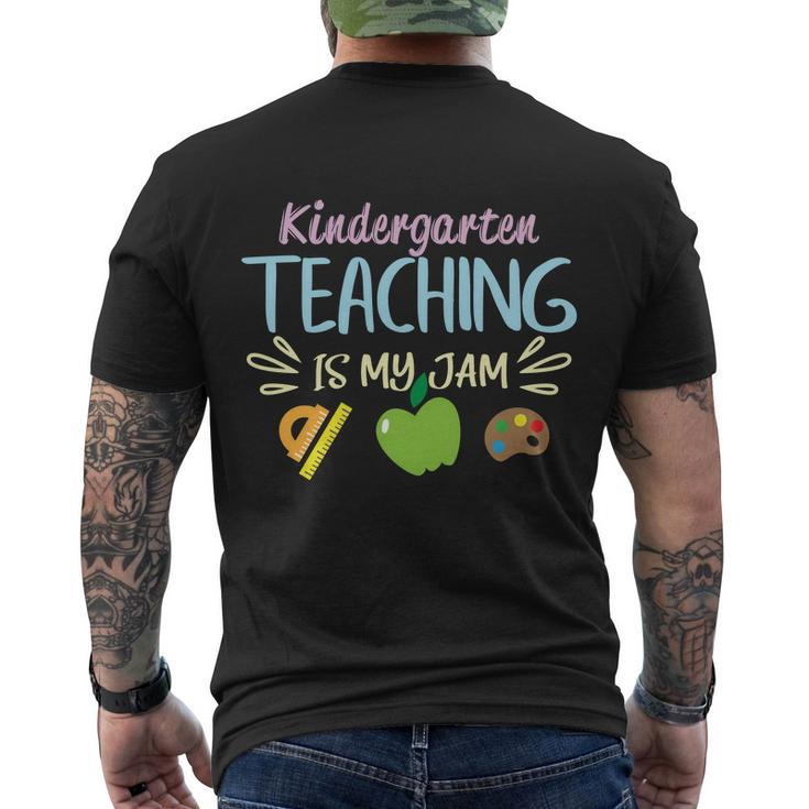 Kindergarten Teaching Is My Jam Funny School Student Teachers Graphics Plus Size Men's Crewneck Short Sleeve Back Print T-shirt