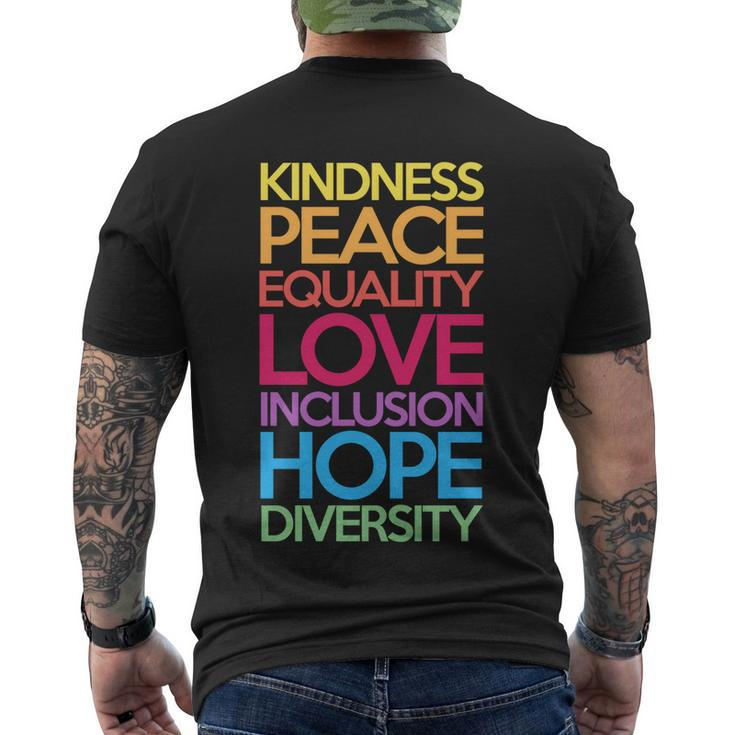 Kindness Peace Equality Love Inclusion Hope Diversity Funny Gift Men's Crewneck Short Sleeve Back Print T-shirt