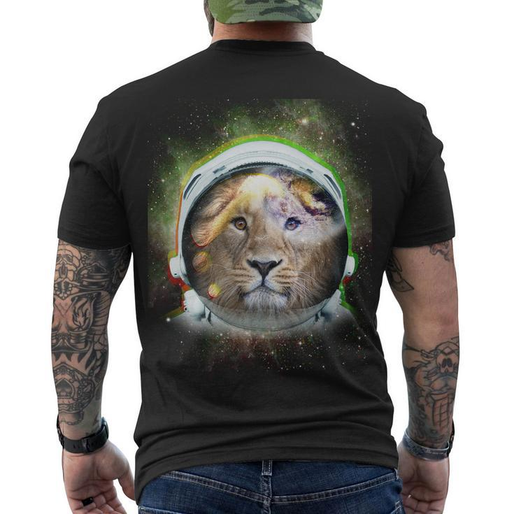 King Of The Universe Lion Space Astronaut Helmet Men's Crewneck Short Sleeve Back Print T-shirt