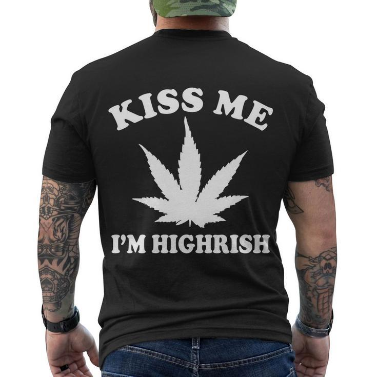 Kiss Me Im Highrish Irish St Patricks Day Weed Tshirt Men's Crewneck Short Sleeve Back Print T-shirt