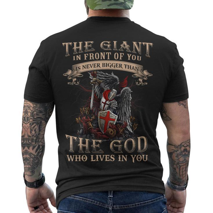 Knight Templar T Shirt - The Giant In Front Of You Is Never Bigger Than The God Who Lives In You - Knight Templar Store Men's T-shirt Back Print