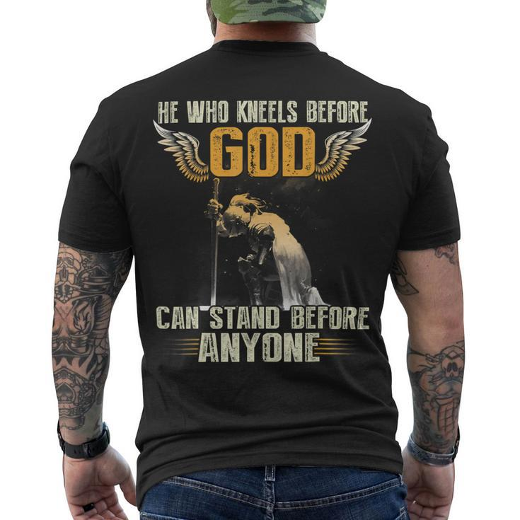 Knight Templar T Shirt - He Who Kneels Before God Can Stand Before Anyone - Knight Templar Store Men's T-shirt Back Print