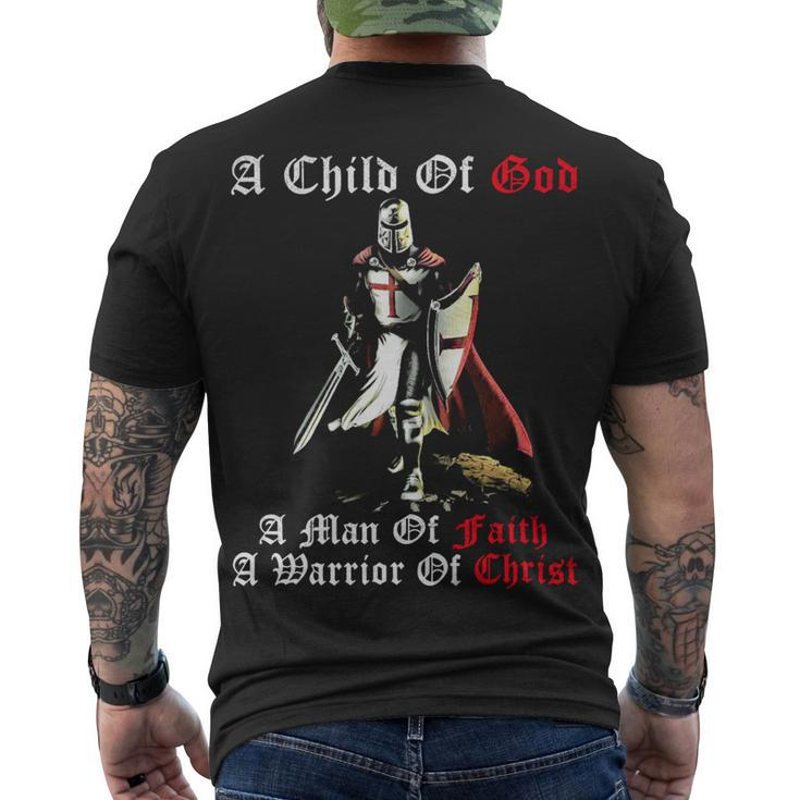 Knights Templar T Shirt - A Child Of God A Man Of Faith A Warrior Of Christ Men's T-shirt Back Print