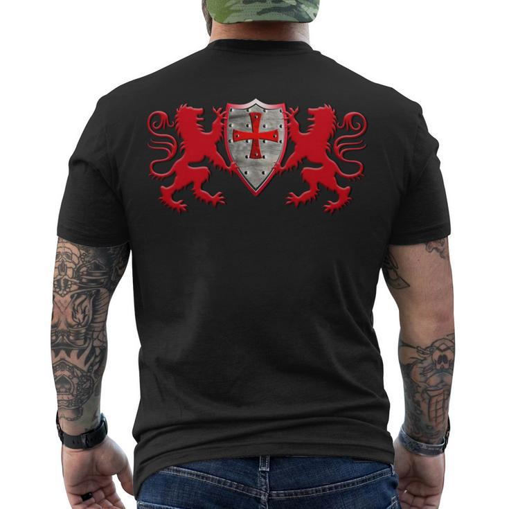 Knights Templar T Shirt - Two Lions And The Knights Shield Men's T-shirt Back Print