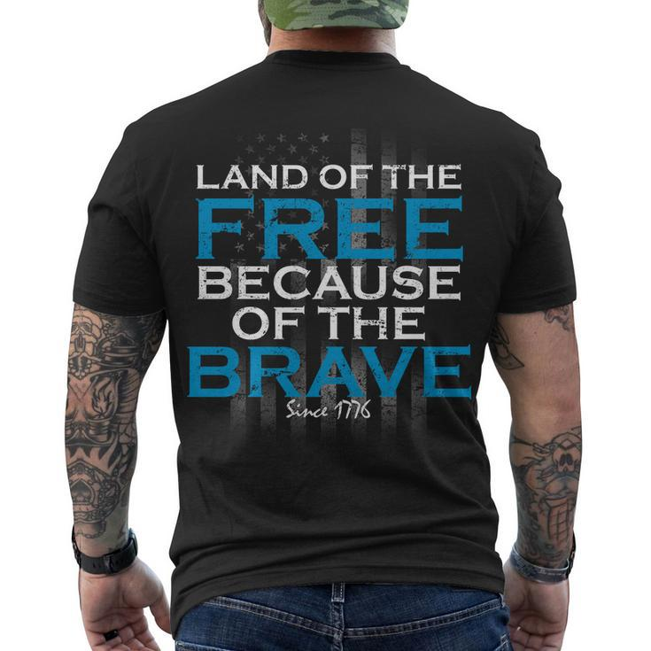 Land Of The Free Because Of The Brave Usa Men's Crewneck Short Sleeve Back Print T-shirt