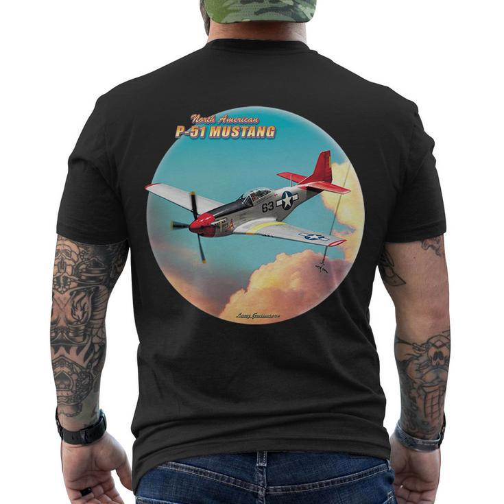 Larry Grossman - P-51 Mustang Plane Tshirt Men's Crewneck Short Sleeve Back Print T-shirt