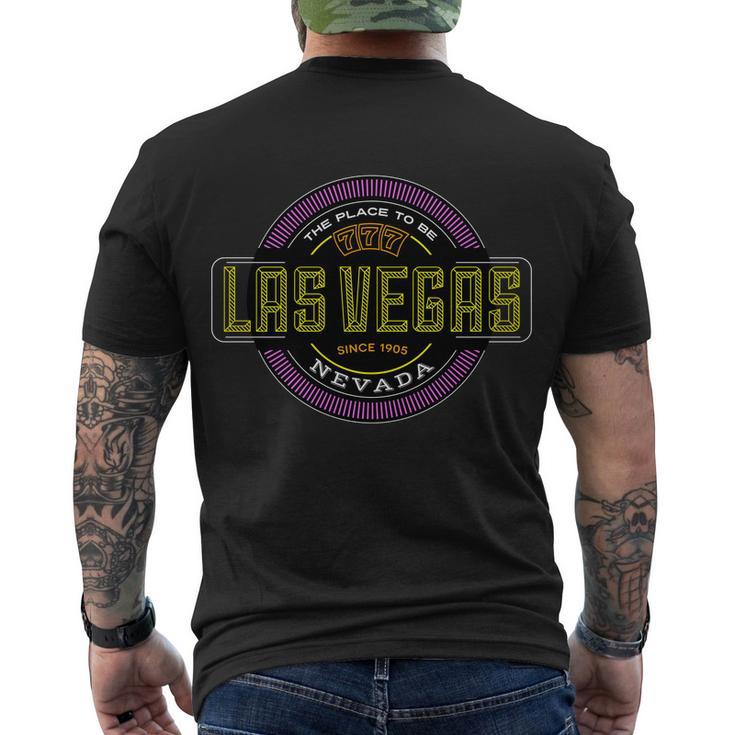 Las Vegas Retro Neon Logo Men's Crewneck Short Sleeve Back Print T-shirt