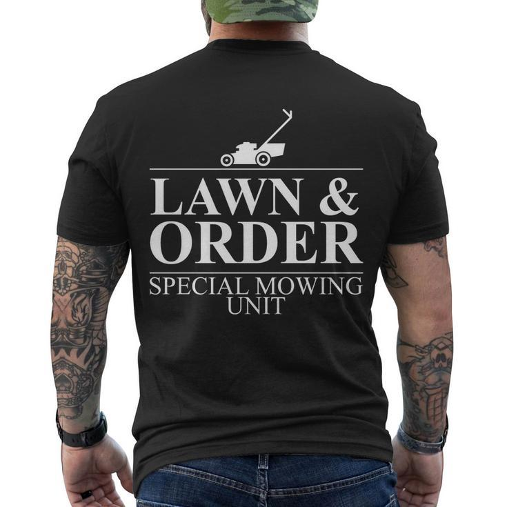 Lawn & Order Special Mowing Unit Men's Crewneck Short Sleeve Back Print T-shirt