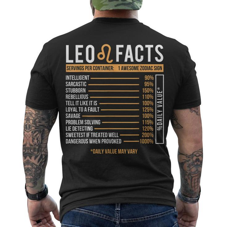 Leo Facts Zodiac Sign Astrology Birthday Horoscope Men's T-shirt Back Print