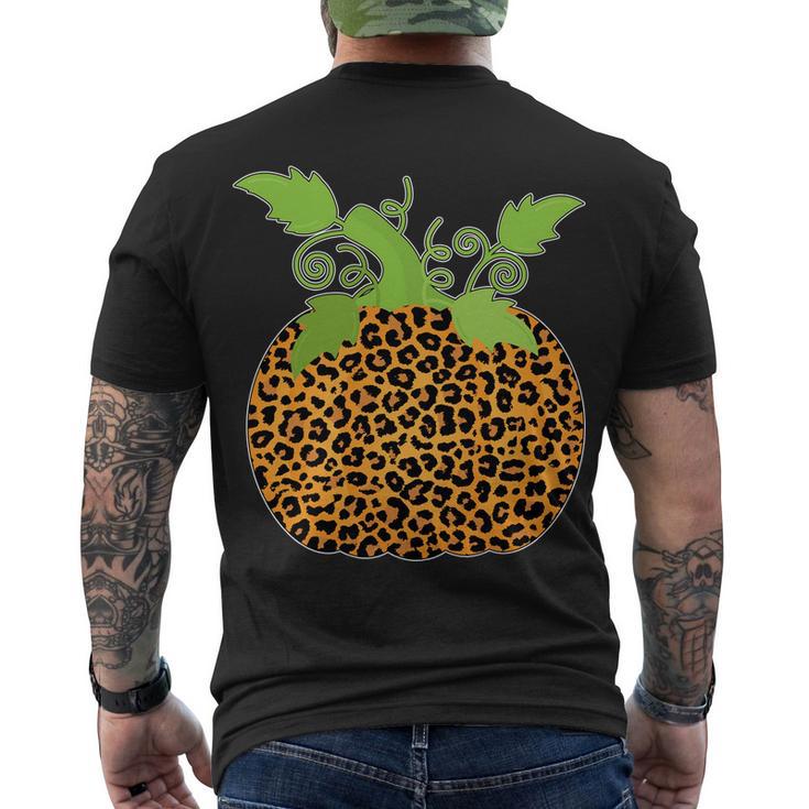 Leopard Print Pumpkin Men's Crewneck Short Sleeve Back Print T-shirt