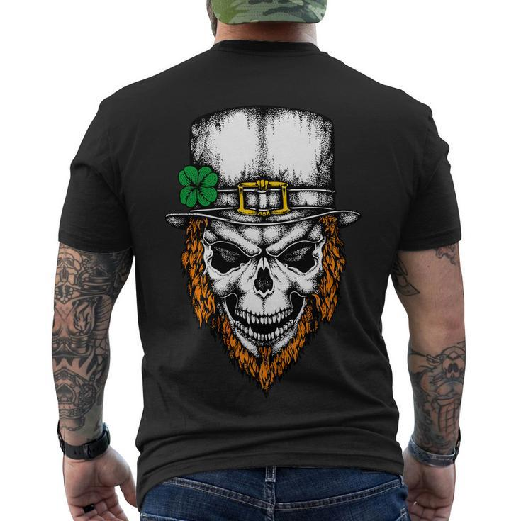 Leprechaun Irish Skull Skeleton Ginger Beard St Patricks Day Men's Crewneck Short Sleeve Back Print T-shirt