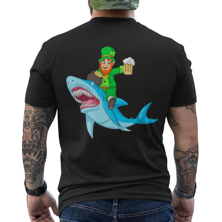 Leprechaun Riding Shark St Patricks Day Men's Crewneck Short Sleeve Back Print T-shirt