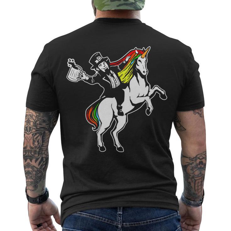 Leprechaun Unicorn St Patricks Day Tshirt Men's Crewneck Short Sleeve Back Print T-shirt