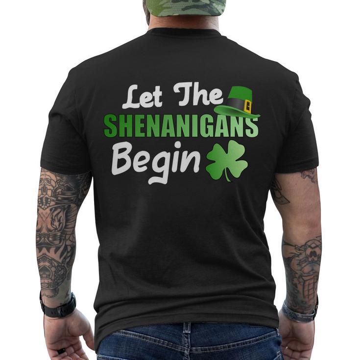 Let The Shenanigans Begin Funny St Patty Tshirt Men's Crewneck Short Sleeve Back Print T-shirt