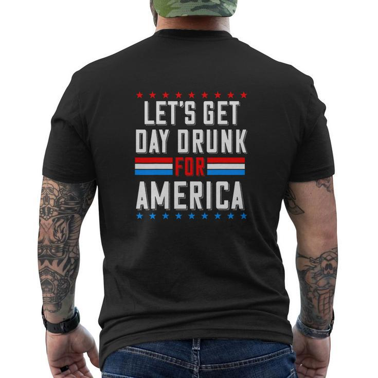 Let’S Get Day Drunk For America Funny 4Thof July Men's Crewneck Short Sleeve Back Print T-shirt