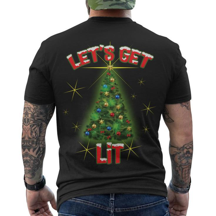 Lets Get Lit Christmas Tree Men's Crewneck Short Sleeve Back Print T-shirt
