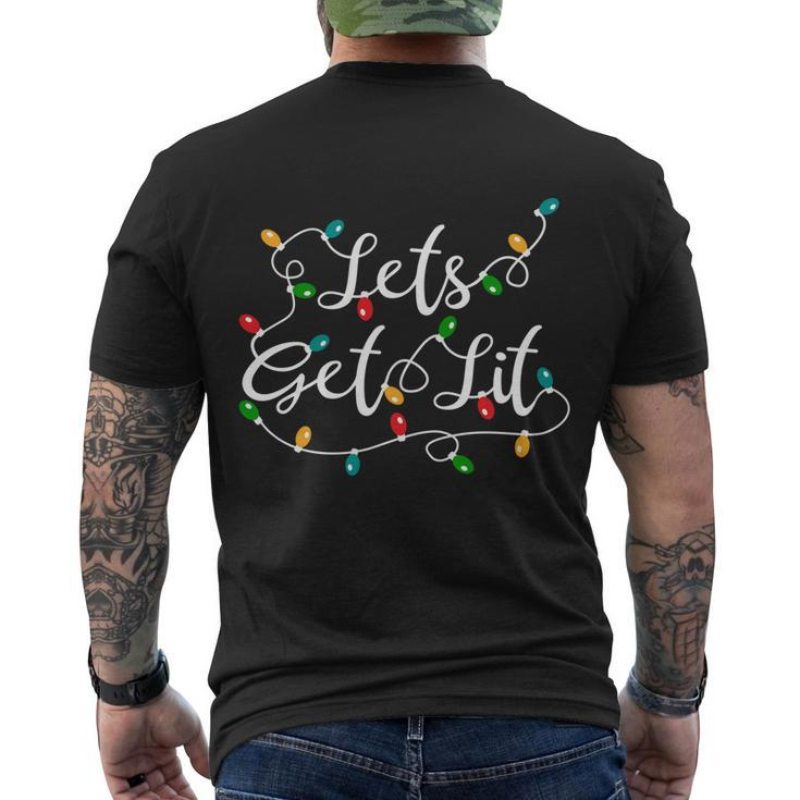 Lets Get Lit Funny Gift Funny Xmas Holidays Christmas Gift Men's Crewneck Short Sleeve Back Print T-shirt