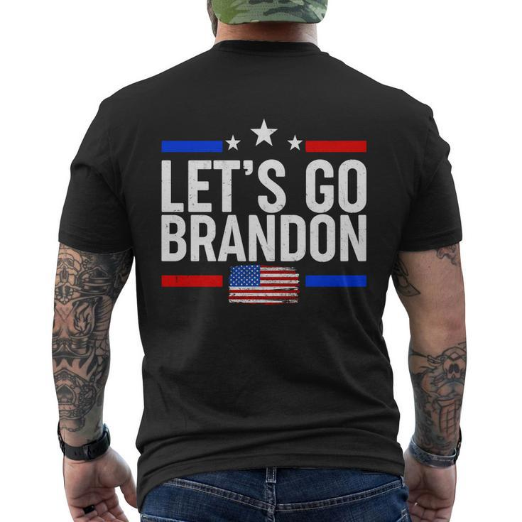 Lets Go Brandon Distress Usa Flag Fjb Chant Tshirt Men's Crewneck Short Sleeve Back Print T-shirt